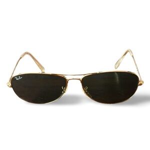 Ray-Ban Gold Aviator Frame Sunglasses with Black Lenses